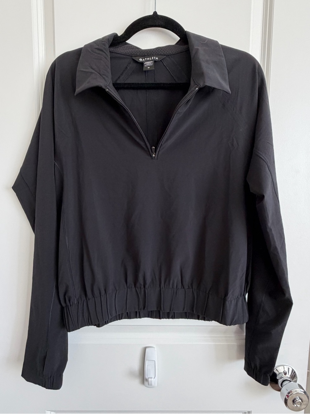 Athleta Black Half-Zip Pullover with Elastic Hem